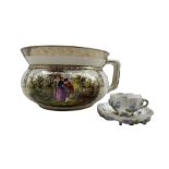 Dresden floral encrusted tea cup and saucer