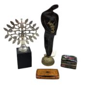 Mexican silver Tree of Life by Los Ballisteros stamped 925 on ebonised plinth H16cm