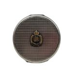 German silver engine turned compact bearing an enamelled Royal Engineers badge