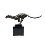 Stylised bronze figure of a running cheetah