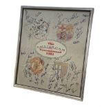 Large framed banner for the 2002 Amsterdam Tournament signed by players from the four competing team