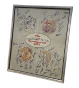 Large framed banner for the 2002 Amsterdam Tournament signed by players from the four competing team