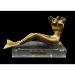Joan Abras (Spanish 1949-): Bronze study of a nude mermaid