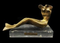 Joan Abras (Spanish 1949-): Bronze study of a nude mermaid