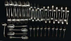 Quantity of Mappin and Webb Princes Plate table cutlery with beaded decoration comprising twelve tab