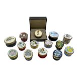Fourteen enamel boxes comprising six by Windsor Crafts