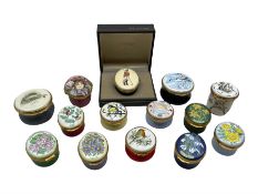 Fourteen enamel boxes comprising six by Windsor Crafts