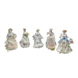 Set of five Coalport 'Cries of London' series limited edition porcelain figures comprising 'The Flow