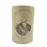 Early 19th century creamware mug printed in black with a bust portrait of Nelson with inscription H1