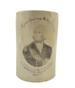 Early 19th century creamware mug printed in black with a bust portrait of Nelson with inscription H1