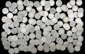 One hundred and thirty-nine pre 1947 silver half crown coins