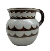 Danesby ware stoneware jug with scalloped banded design