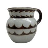 Danesby ware stoneware jug with scalloped banded design