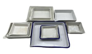 Ten photographic developing trays including ceramic Granitine examples etc