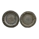 Pair of 19th century pewter plates