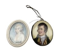 Miniature oval portrait on ivory