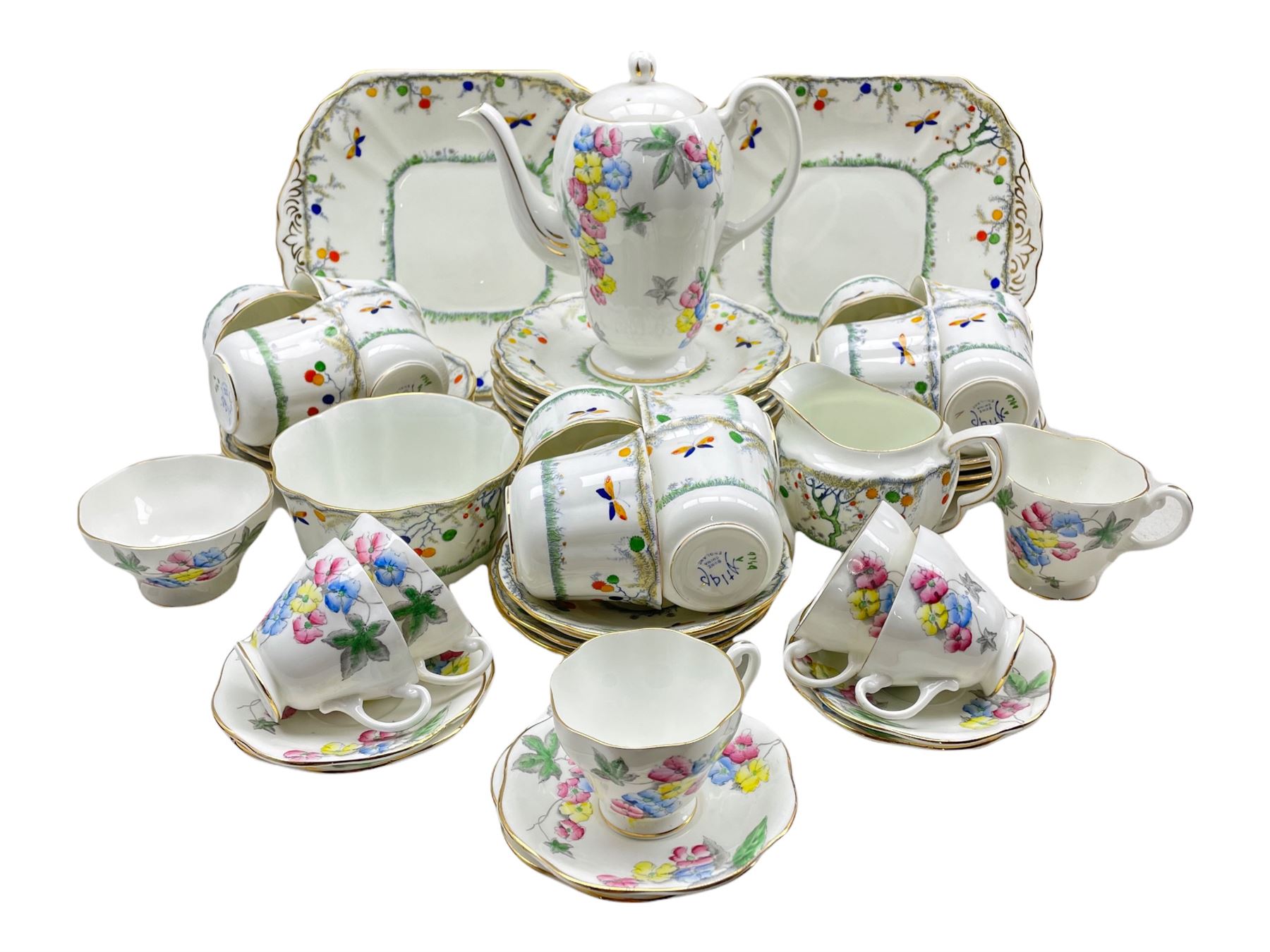 Late 1930's Heathcote China coffee set for five