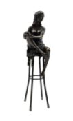 Art Deco style bronze figure of a lady with knee in her hands