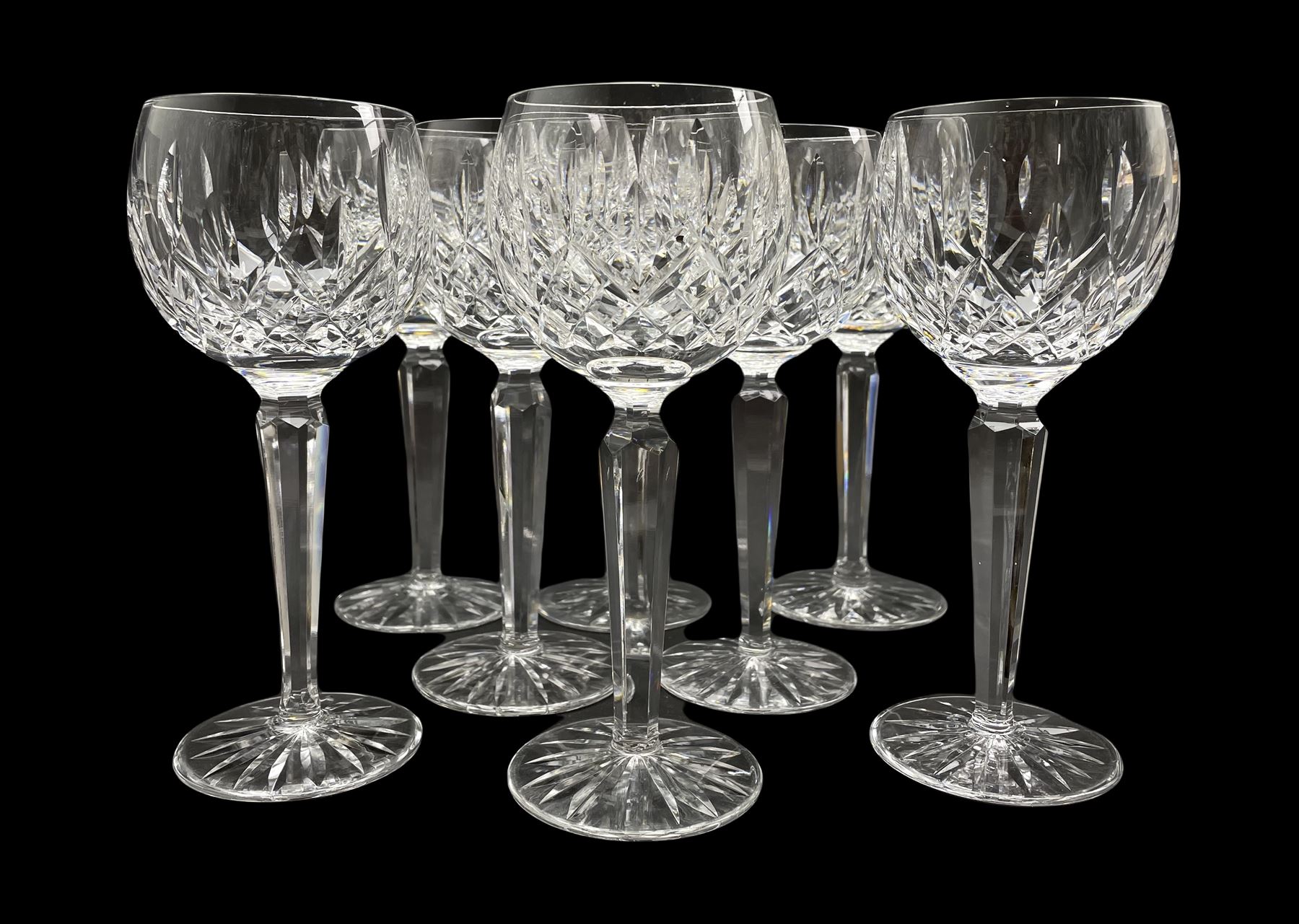 Set of eight Waterford crystal Lismore pattern hock glasses (8)