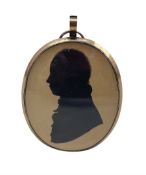 19th century painted oval silhouette of a gentleman