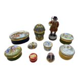 Ten enamel trinket boxes comprising five Halcyon Days: 'Yeoman Gaoler'