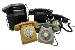 Five vintage telephones including Siemens Ediswan
