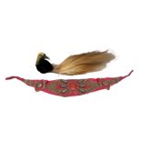 Art Deco period silk headband with beaded decoration together with a late 19th century Greater Bird