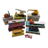 Seven Diecast model vehicles by Dinky Toys comprising Coventry climax fork lift truck 401