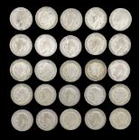 Twenty-five pre 1947 silver half crown coins