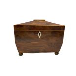 George III burr yew wood sarcophagus shape tea caddy