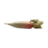 19th century Chinese stained and carved ivory model of a radish with grasshopper