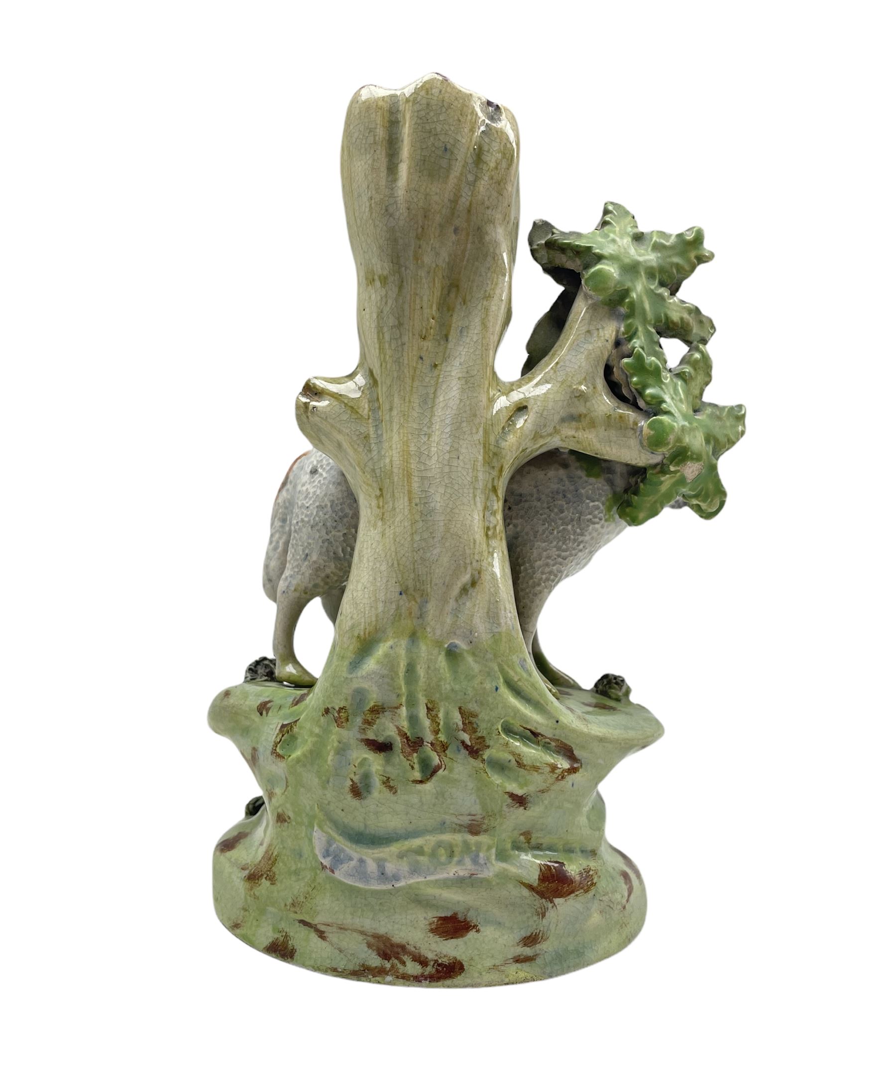 19th century Walton pearlware spill vase with a ewe and lamb with signature to reverse H16cm - Image 2 of 2