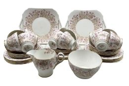 1930's Shelley Hedgerow pattern tea set comprising twelve cups