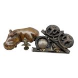 Set of 19th/ early 20th century opium scales in a carved hardwood case depicting an elephants