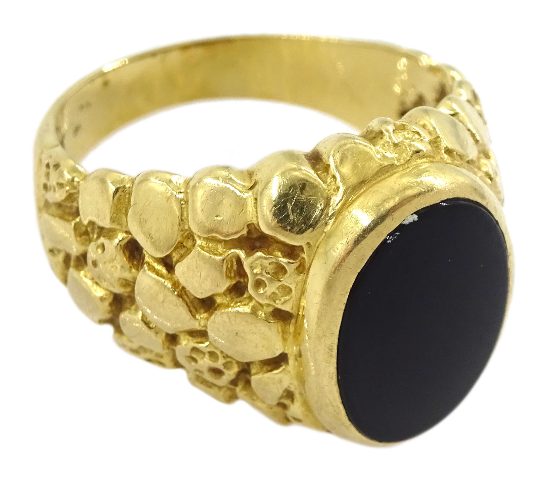 Gold black paste stone set signet ring - Bild 3 aus 4
