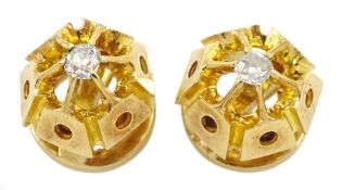 Pair of 16ct gold hexagonal shaped diamond shirt studs