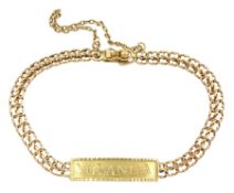 Gold identity bracelet with engraved name 'Yulanda' and dated to reverse