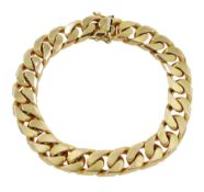 Heavy 9ct gold flattened curb link bracelet