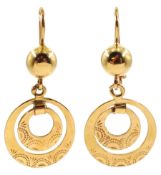 Pair of 18ct gold circular pendant earrings