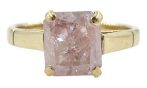 18ct gold single stone radiant cut fancy light pink diamond ring