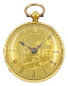 Victorian 18ct gold open face lever fusee pocket watch by M. Starkey and dated 19.2.39