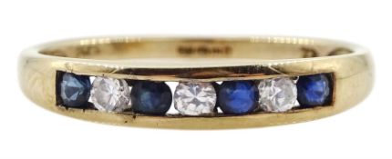 9ct gold seven stone sapphire and cubic zirconia ring