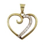 9ct gold cubic zirconia heart pendant