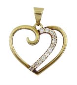 9ct gold cubic zirconia heart pendant