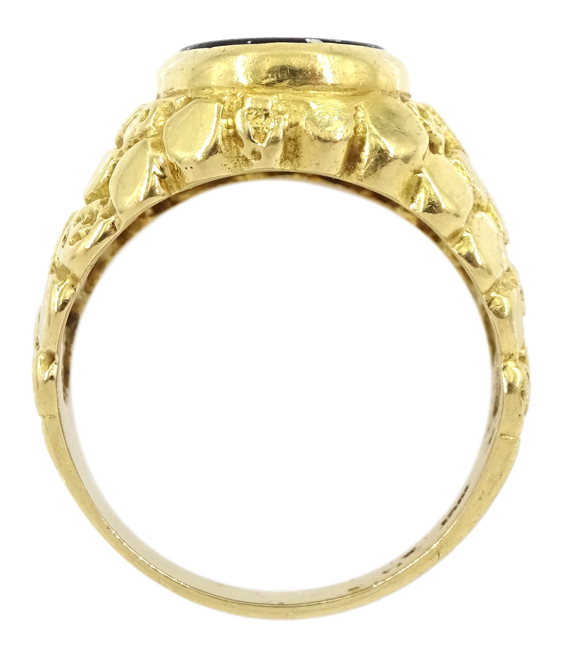 Gold black paste stone set signet ring - Bild 4 aus 4