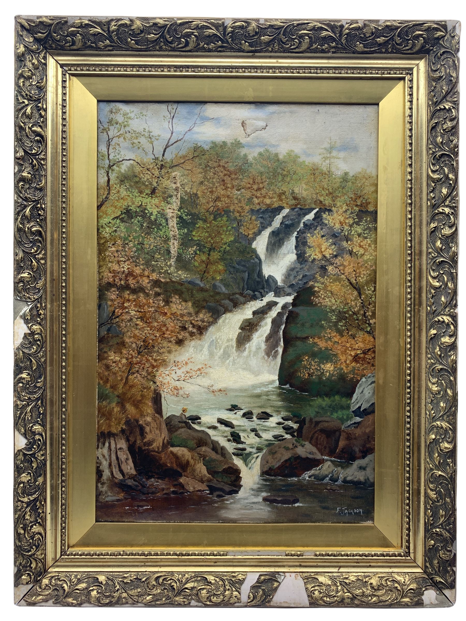F Jackson (British 19th/20th century): Waterfall Scene - Image 2 of 3