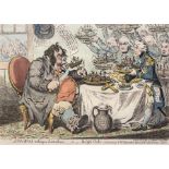 After James Gillray (British 1756-1815): 'John Bull taking a Luncheon: -or- British Cooks Sramming O