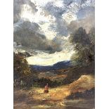 English School (19th century): Figure in Overcast Landscape