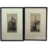 Leonard Howells (British 19th/20th century): 'The Belfry Bruges' and 'Bruges'