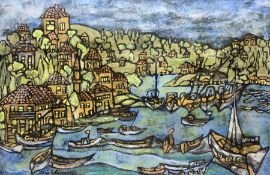 Ressam Zerrin Kehnemuyi (Turkish 1936-): Harbour near Istanbul